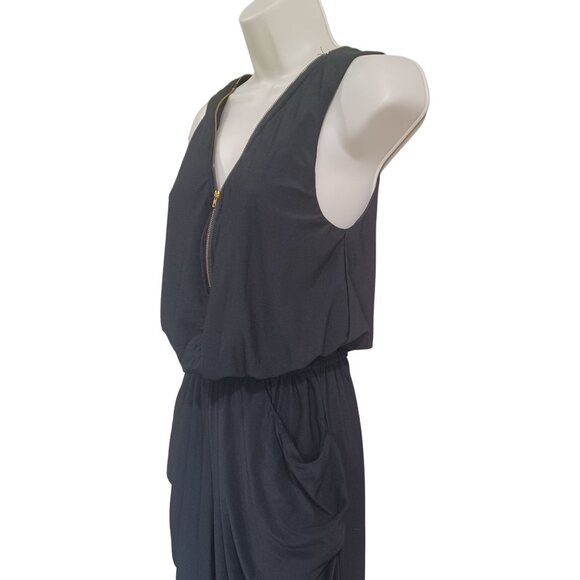 Forever 21 Women's Sleeveless Romper Black Color Size S V-Neck Front & Back Zip - Picture 10 of 12